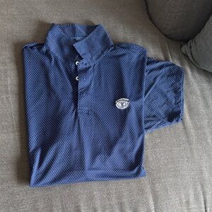 B Draddy sport men’s xl medinah country club golf polo blue white pokadot
